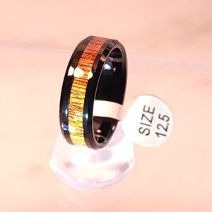 8mm Rose-Gold Tungsten Band with Hawaiian Koa Wood Inlay – Men’s Ring Size 12.5